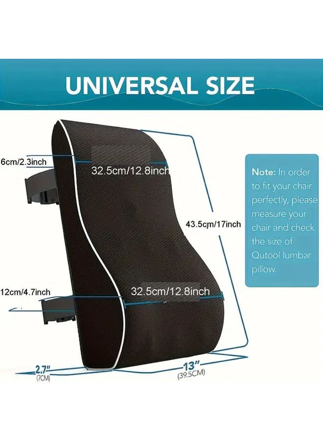 Black Memory Foam Lumbar Support Pillow Ergonomic for Office Car Gaming Chair Back Pain Relief - Image 2